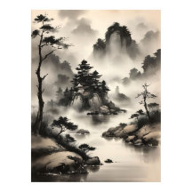 Paysage japonais aquarelle