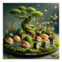 Paysage japonais de sushi mignon fantastique