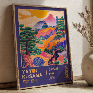 Poster Paysage japonais vibrant Exposition Yayoi Kusama