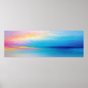 Poster Paysage large "Clachanray" rose et bleu