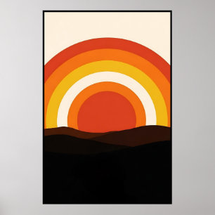 Poster Paysage les années 70 Retro Sunset