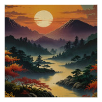 Paysage majestueux du mont Fuji - décoration mural