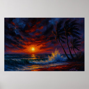 Poster Paysage marin de Tempête Embrasée