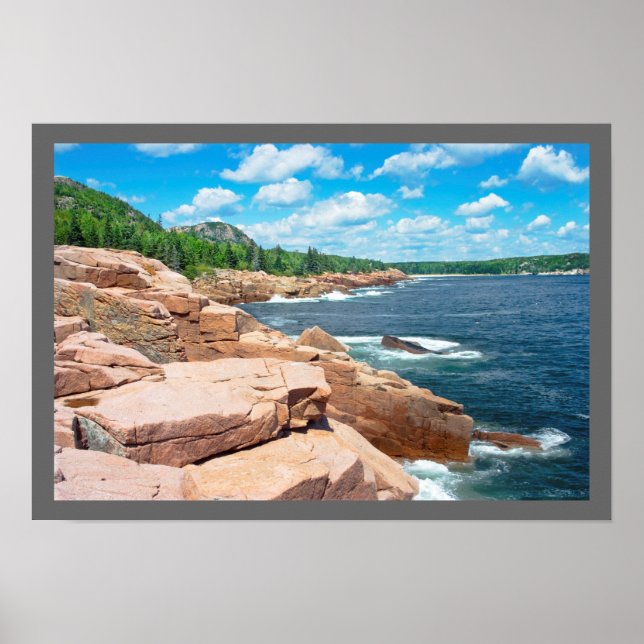 Poster Paysage marin d'été rocheux Parc national de l'Aca (Devant)
