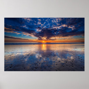 Poster Paysage marin dramatique, coucher de soleil, CA