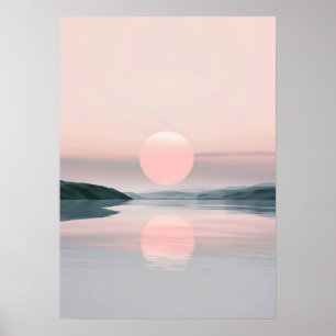 Poster Paysage minimaliste du lac Pastel