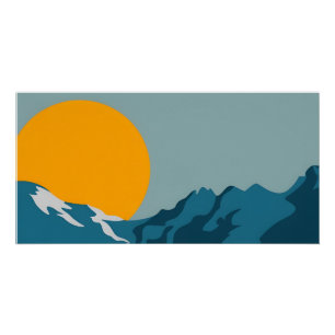 Poster Paysage moderne de Montagne Retro - Vibrant