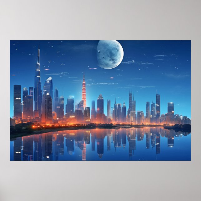 Poster Paysage moderne futuriste Cityscape (Devant)