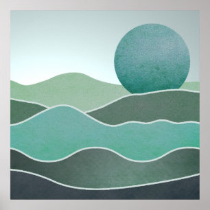 Poster Paysage mondial turquoise