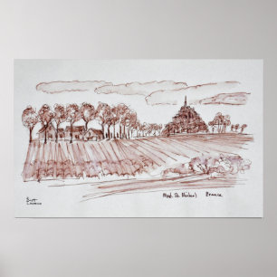 Poster Paysage Mont Saint-Michel   Normandie, France