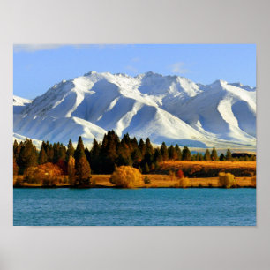Poster Paysage montagneux de Nouvelle-Zélande