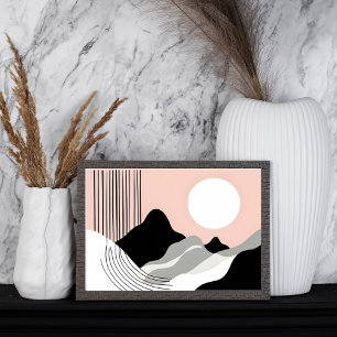 Poster Paysage montagneux minimal avec soleil levant