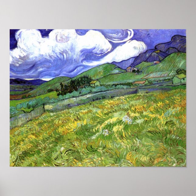 Poster Paysage montagneux, Van Gogh Art (Devant)
