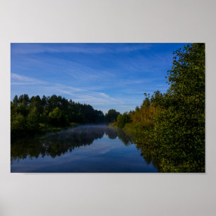 Poster Paysage naturel Paysage Lac Sky Fog Canal