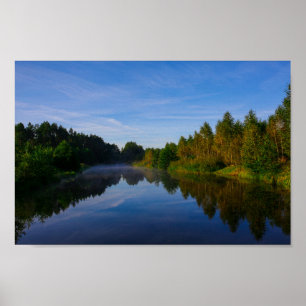 Poster Paysage naturel Paysage Lac Sky Fog Canal