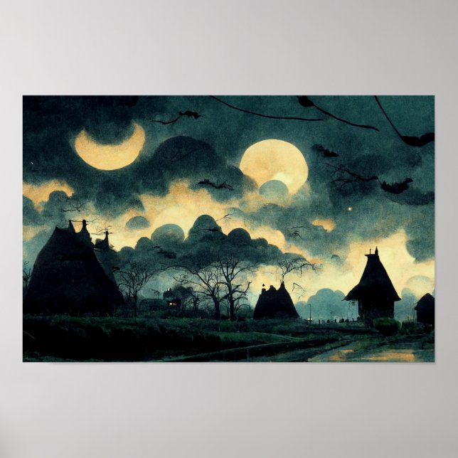 Poster Paysage nocturne éffrayant (Devant)