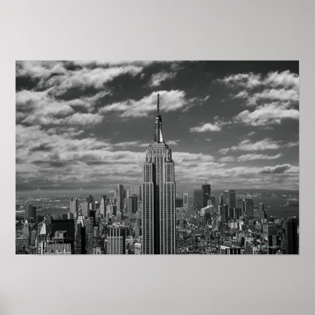 Poster Paysage noir et blanc de New York City skyline (Devant)
