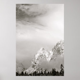 POSTER PAYSAGE NOIR ET BLANC D'HIVER