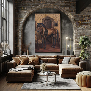 Poster Paysage onirique surréaliste d'un cheval creux dan