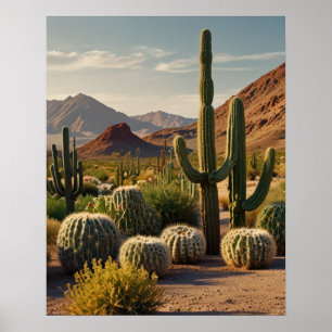 Poster Paysage panoramique désertique de cactus