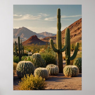 Poster Paysage panoramique du désert de Cactus