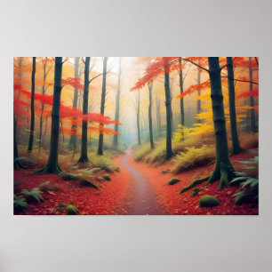 Poster Paysage panoramique Forêt d'automne Nature Tranqui