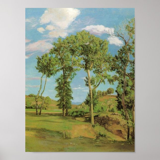 Poster Paysage Paysage Frédéric Bazille Impressionniste (Devant)