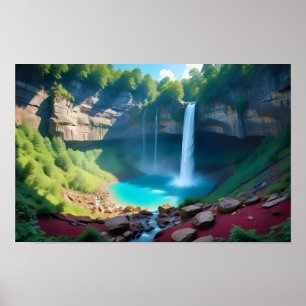 Poster Paysage pittoresque Forêt Cascade Nature Calme