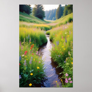 Poster Paysage pittoresque Forêt Flux Nature Paysage