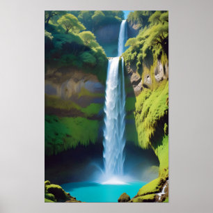Poster Paysage pittoresque Montagnes Cascade Nature