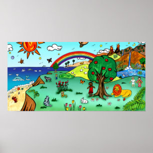 Poster Paysage pour enfants idyllique — Paradis