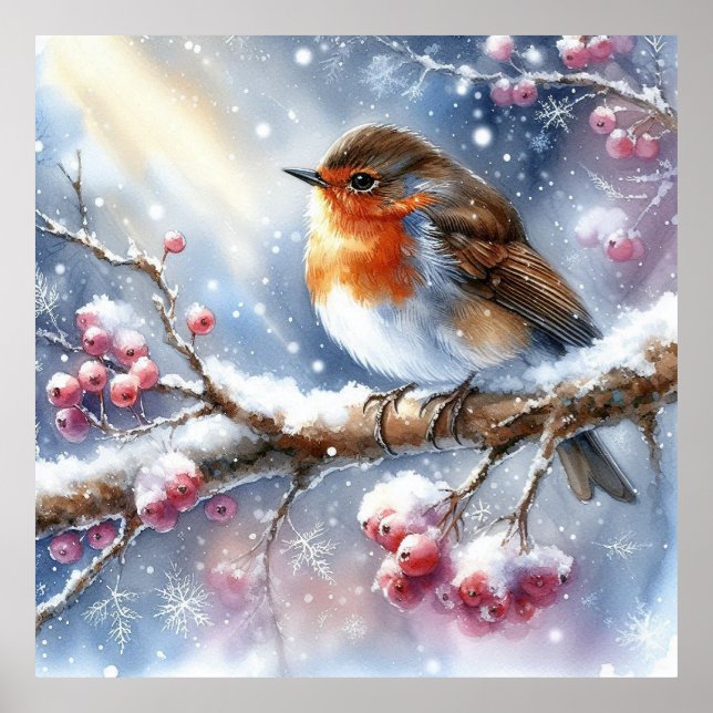 Poster Paysage pour oiseaux et hiver 18 (Devant)