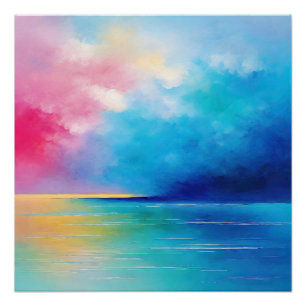 Poster Paysage rose et bleu du Tarfarran