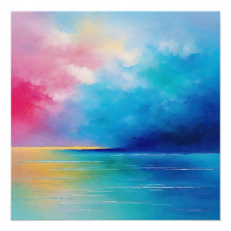 Poster Paysage rose et bleu du Tarfarran