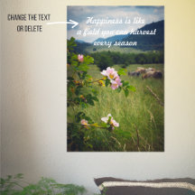 Paysage rural paisible avec roses sauvages
