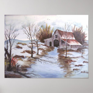 Poster Paysage rustique de grange