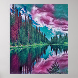 Poster Paysage sauvage de la forêt Abstraite