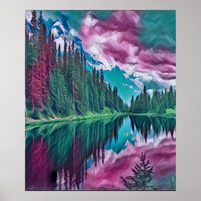 Poster Paysage sauvage de la forêt Abstraite (Devant)
