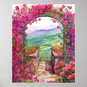 Poster Paysage serein en Escalade Rose Archway