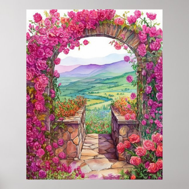 Poster Paysage serein en Escalade Rose Archway (Devant)