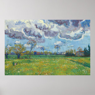 Poster Paysage sous un ciel orageux Vincent Gogh