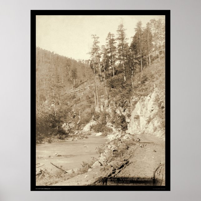 Poster Paysage sur Deadwood Road à Sturgis SD 1888 (Devant)