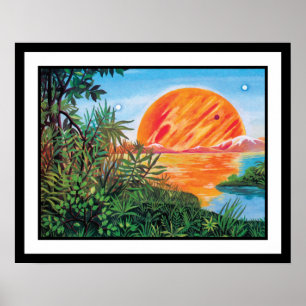 Poster Paysage sur Europa - Sci Fi Jupiter Moon Peinture