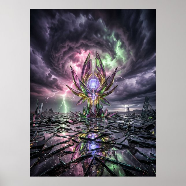 Poster Paysage tempétueux de verre brisé (Devant)