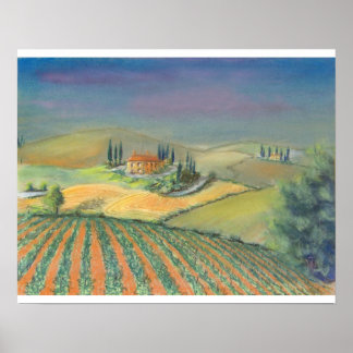 Poster Paysage toscan en soirée