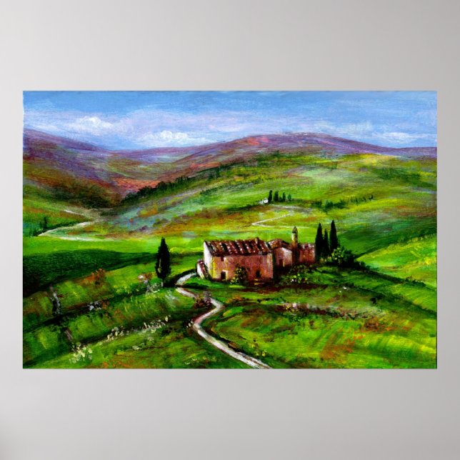 POSTER PAYSAGE TOSCANE AUX COLLINES VERTES (Devant)