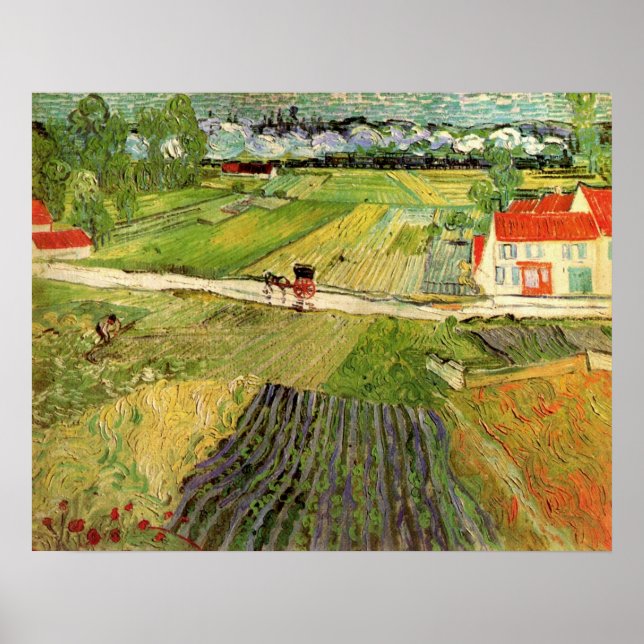 Poster Paysage, transport et train par Vincent van Gogh (Devant)