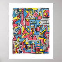 Paysage urbain - Art géométrique Bauhaus moderne a