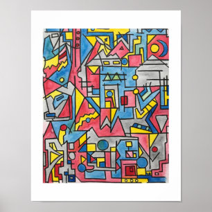 Poster Paysage urbain - Art géométrique Bauhaus moderne a