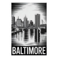 Paysage urbain de Baltimore Maryland Noir Blanc Gr